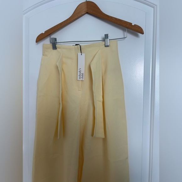 Nobody’s Child Tie Front Wide Leg Trouser in Butter Yellow Lemon size 2 NWT - Picture 4 of 11